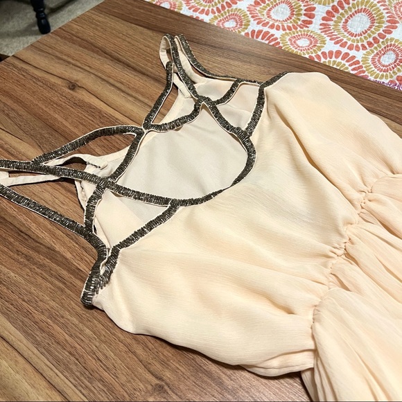 3/$30 🌸 NWT ASOS pink chiffon dress with beaded straps, caged in back, S… - Picture 3 of 7